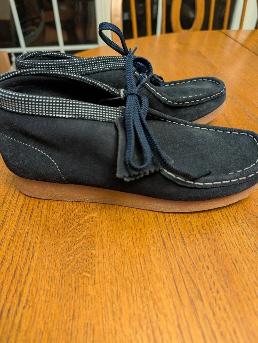 Clarks Kids Navy Suede Chukka Wallabee Boots Sz 6 W/EU 39.